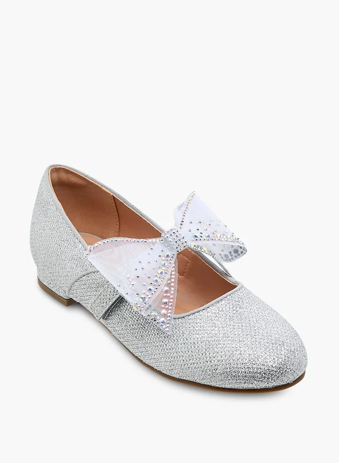 سيليست حذاء ماري جين للبنات مزين بفيونكة وإغلاق بشريط لاصق