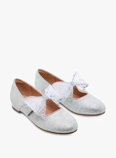 Celeste Girls' Bow Embellished Mary Jane Shoes with Hook and Loop Closure