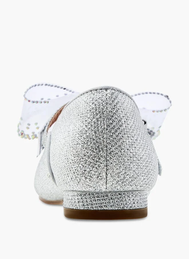 Celeste Girls' Bow Embellished Mary Jane Shoes with Hook and Loop Closure