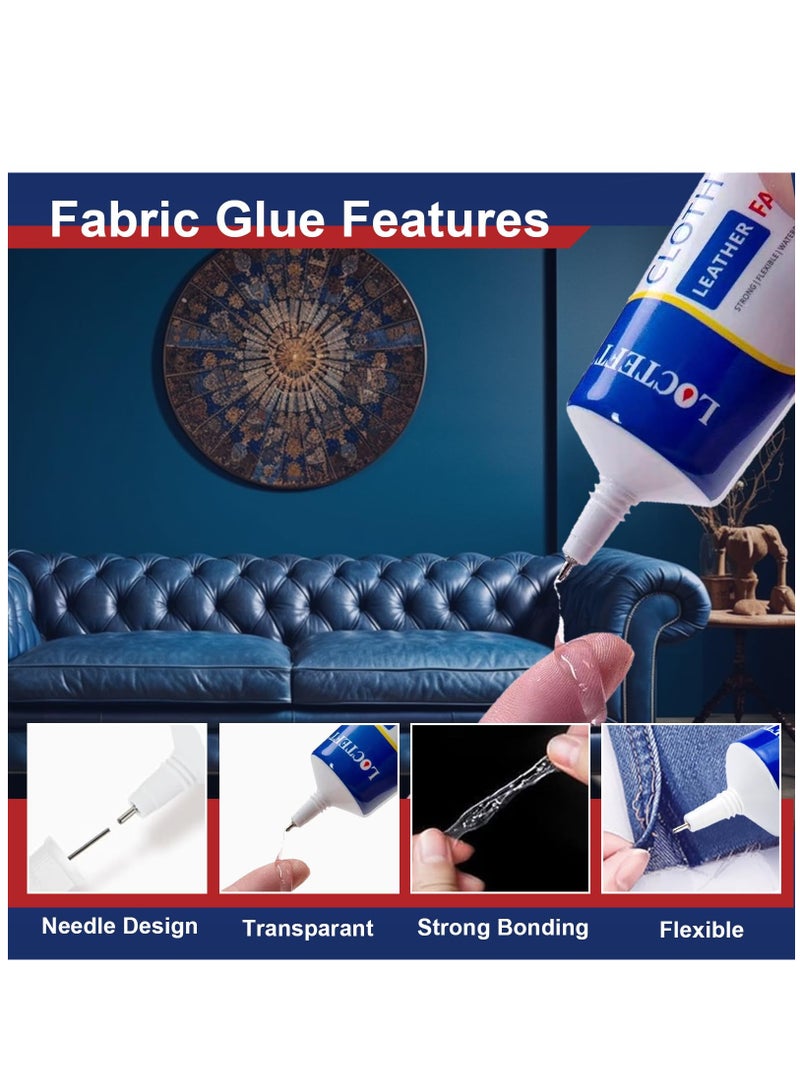 Excefore Fabric Glue, Permanent Clear Washable Clothing Glue for All Fabrics, Cotton, Flannel, Denim, Leather, Polyester, Doll Repair, 2 Pack - Image 3