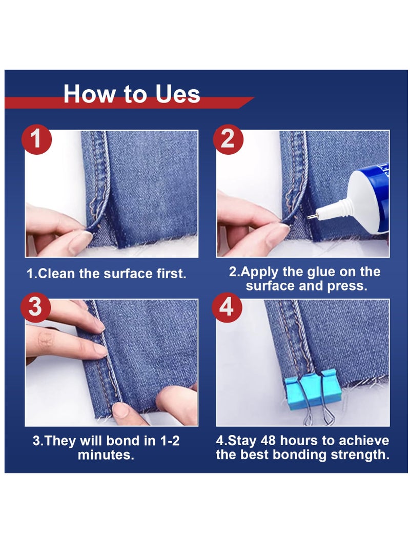 Excefore Fabric Glue, Permanent Clear Washable Clothing Glue for All Fabrics, Cotton, Flannel, Denim, Leather, Polyester, Doll Repair, 2 Pack - Image 5