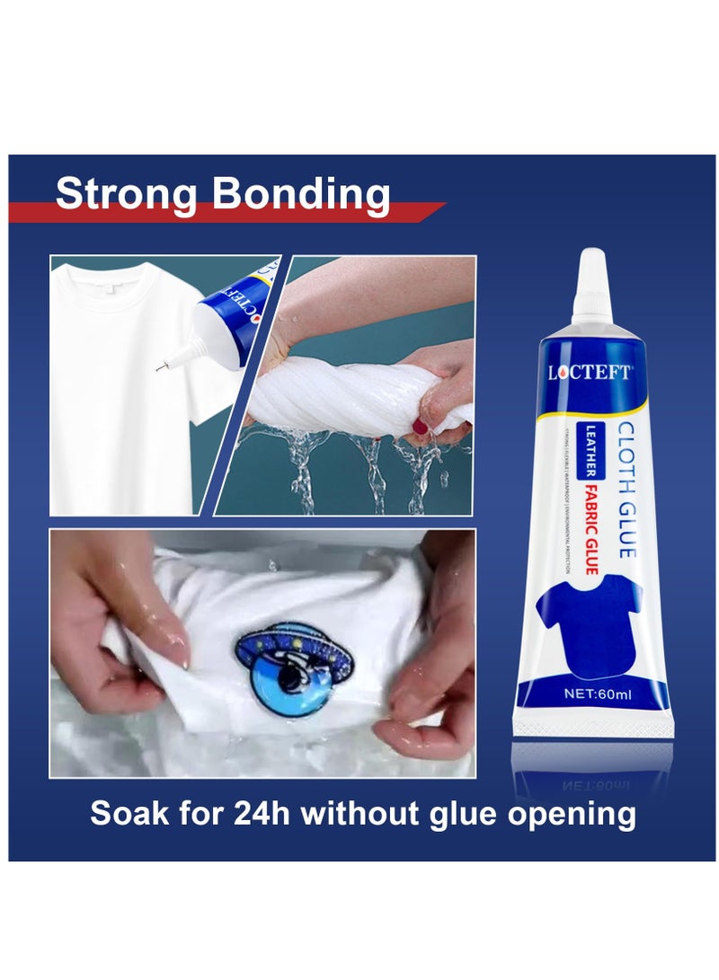 Excefore Fabric Glue, Permanent Clear Washable Clothing Glue for All Fabrics, Cotton, Flannel, Denim, Leather, Polyester, Doll Repair, 2 Pack - Image 4