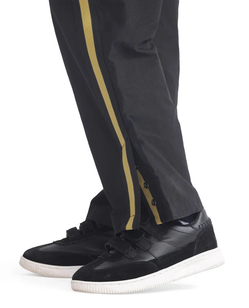 Rare Ones Rare Ones Kids Taper-B Black Tape Detailed Button And Zip Closure Regular Fit Cotton Trouser