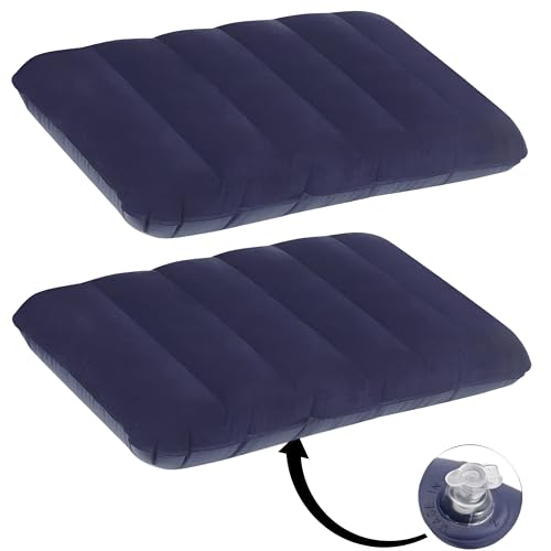GUJISH Air Inflatable Travelling Pillow for Neck & Back Support | Lightweight, Portable, Washable, Suitable to All | Best for Home, Office, Airplane, Cars and Camping | Navy Blue (Pack of 2) - Image 1