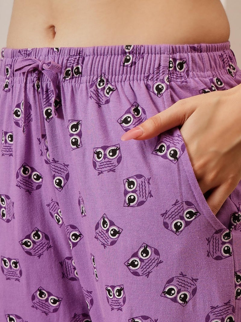 Clovia Women's Top & Pyjama Set Pajama (LS0522P123XL_Purple_3XL) - Image 5