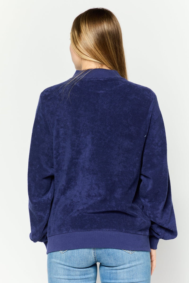 Wrangler Women Crew Neck Long Sleeve Brand Logo Sweatshirt, Dark Purple - Image 3