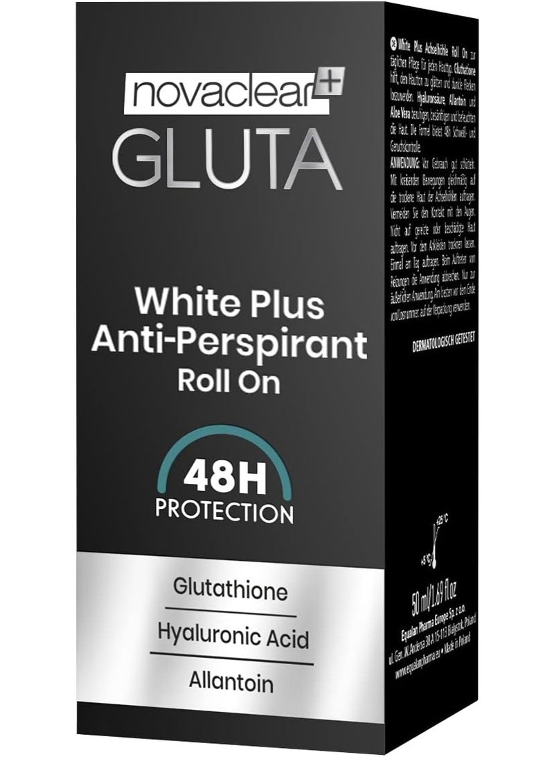 Novaclear Gluta White Plus Anti-Perspirant Roll-On 50ml – Brightening Deodorant with Glutathione, Hyaluronic Acid & Allantoin - Image 2