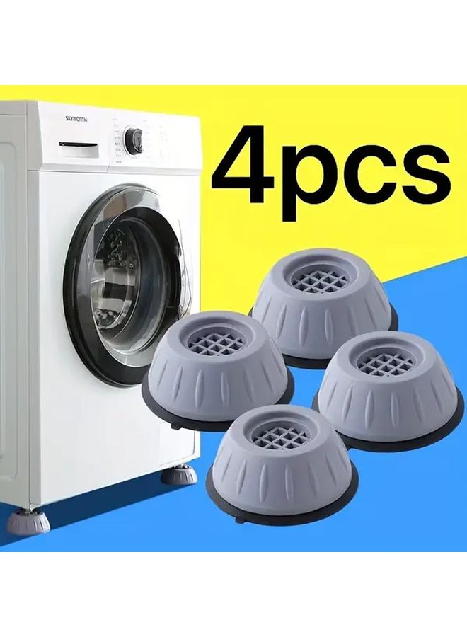 4 Pcs Gray Anti Vibration Washing Machine Stabilizer Pads Shock Absorption Noise Reduction Durable Plastic Support Minimize Vibrations - Image 1