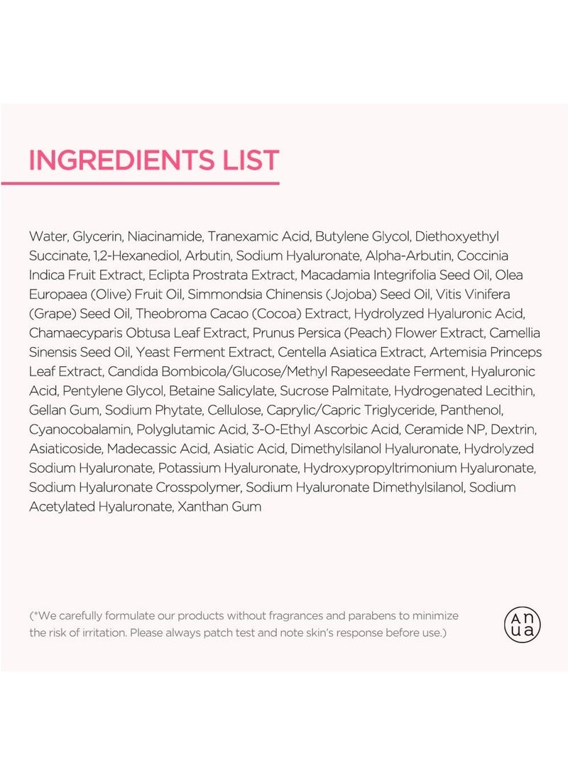 Anua 10% Niacinamide + 4% Tranexamic Acid Serum, Ceramide, Hyaluronic Acid, Vitamin B12 natural color, for Sensitive skin, Fragrance-Free (30ml /1.01 fl.oz.)