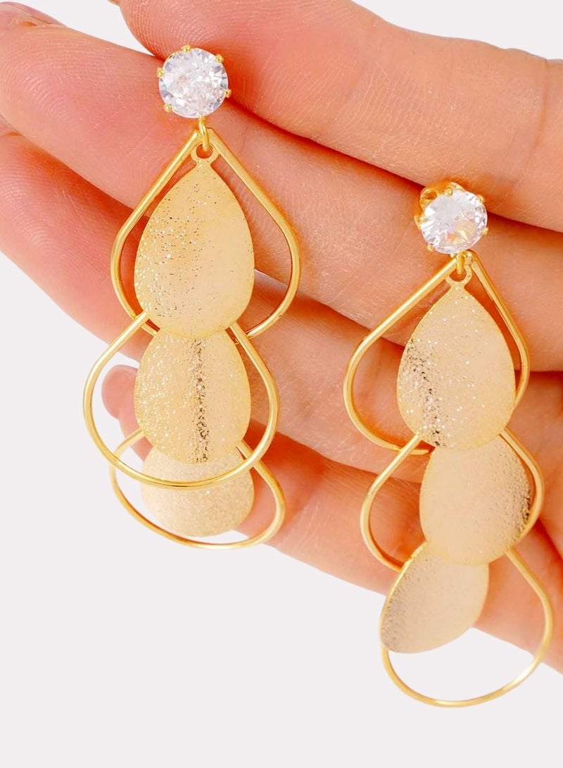 فاشون متعدد الطبقات قطرة ماء على شكل أقراط القرط - Image 4