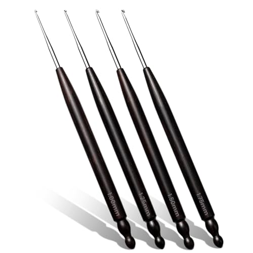 Hssugi Crochet Hooks, 4PCS 1.0mm, 1.25mm, 1.5mm, 1.75mm Small Crochet Hooks for Arthritic Hands, Long Comfortable Crochet Needles for Beginners DIY, Experienced Crochet Lovers - Image 1