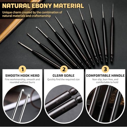 Hssugi Crochet Hooks, 4PCS 1.0mm, 1.25mm, 1.5mm, 1.75mm Small Crochet Hooks for Arthritic Hands, Long Comfortable Crochet Needles for Beginners DIY, Experienced Crochet Lovers - Image 3