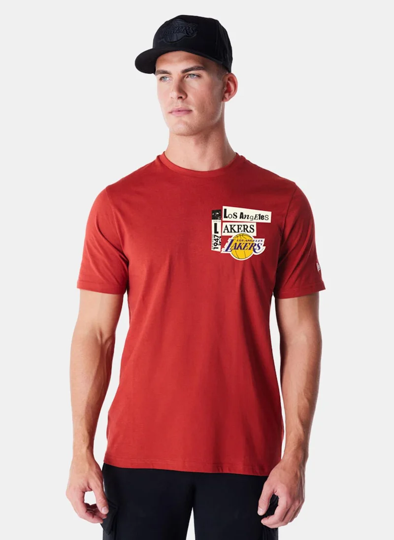 NEW ERA Men's NBA Los Angeles Lakers Newspaper Graphic T-Shirt