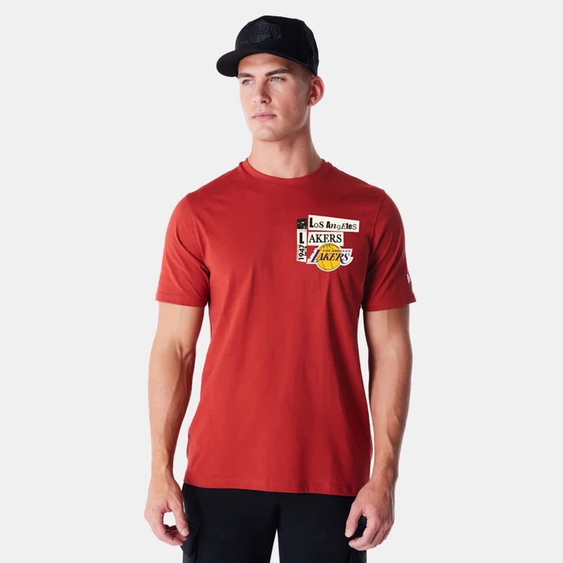NEW ERA Men's NBA Los Angeles Lakers Newspaper Graphic T-Shirt