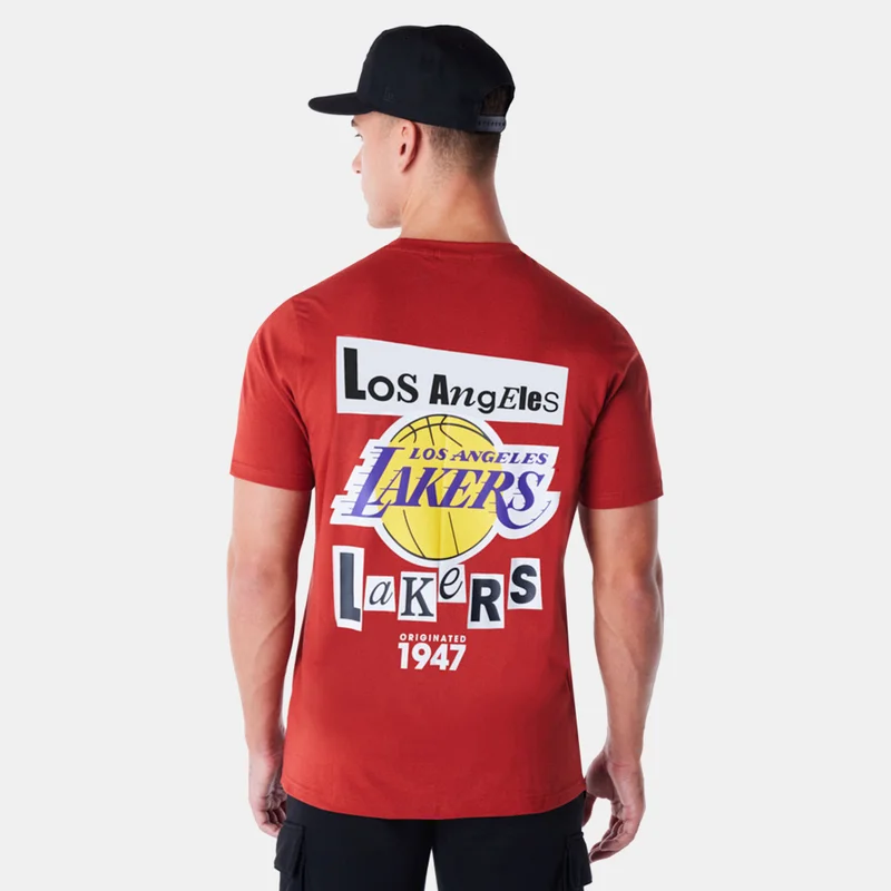 NEW ERA Men's NBA Los Angeles Lakers Newspaper Graphic T-Shirt