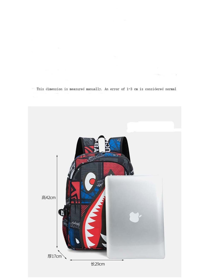 Taiahiro Oxford cloth Shark schoolbag, large-capacity schoolbag for primary and secondary school students, backpack with personality and simplicity.  - Image 2