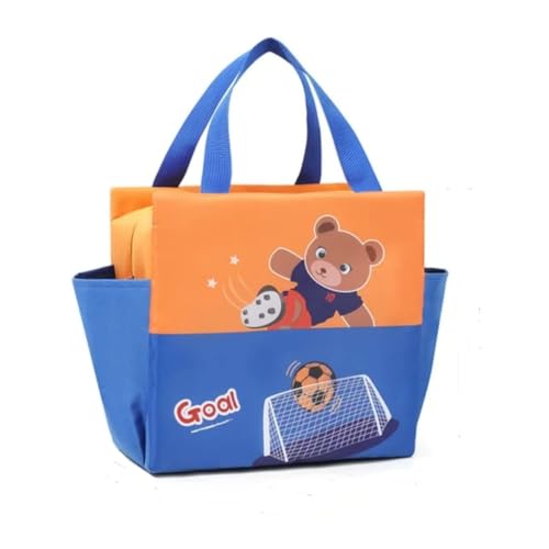 CoolKraft Insulated Lunch Bag, for School Girls & Boys, Large Animal Print Two Colour Tone - 25x25x14cm (Goal Blue+Orange) - Image 1