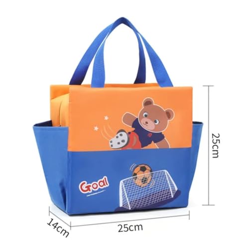 CoolKraft Insulated Lunch Bag, for School Girls & Boys, Large Animal Print Two Colour Tone - 25x25x14cm (Goal Blue+Orange) - Image 2