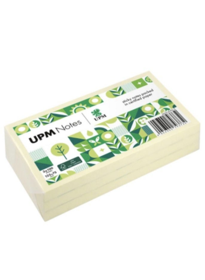 UPM - STICKY NOTE, 75x 125 mm, Pastel Yellow, (Environmentally friendly) - 300Sheets made in ger - Image 1