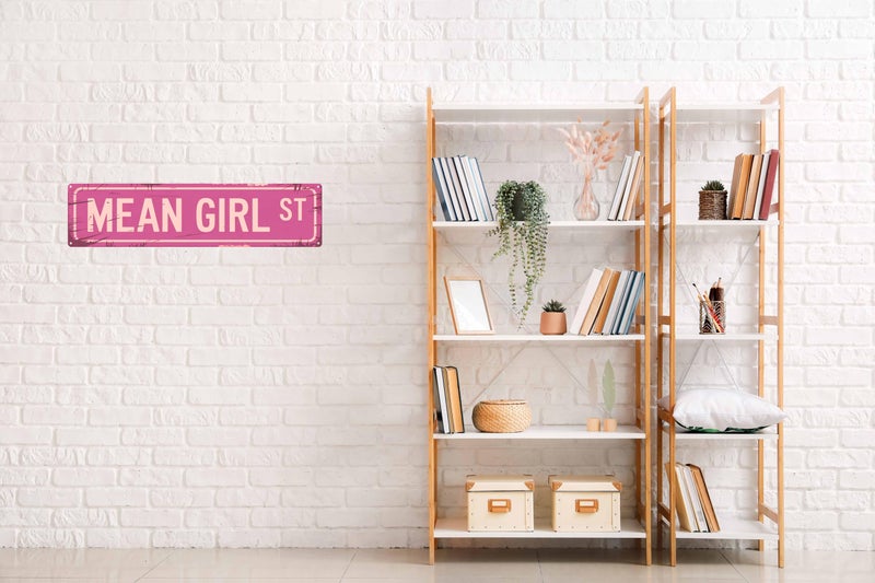 AWISZZZ Mean Girl St Funny Rustic Pink Wall Metal Tin Signs Decor 4x16 in - Image 5