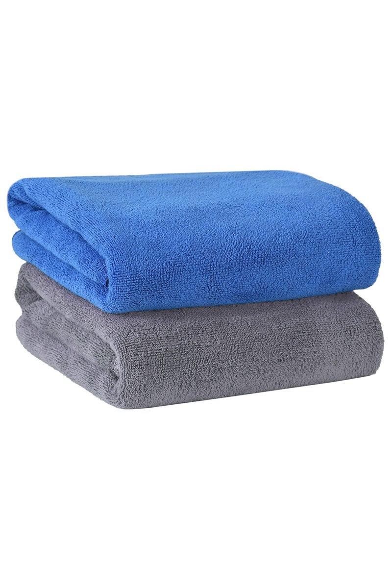 Fabienne 2-Piece Microfiber Gym Towel/Hand Towel/Face Towel/Car Cleaning Towel 50x90 cm Blue/Grey  - Image 1
