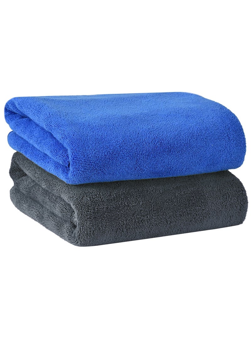 Fabienne 2-Piece Microfiber Gym Towel/Hand Towel/Face Towel/Car Cleaning Towel 50x90 cm Blue/Grey  - Image 1