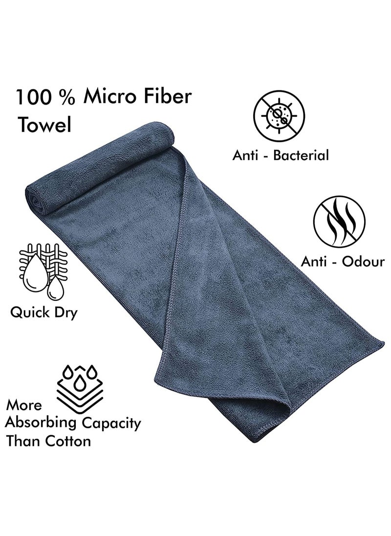 Fabienne 2-Piece Microfiber Gym Towel/Hand Towel/Face Towel/Car Cleaning Towel 50x90 cm Blue/Grey  - Image 2