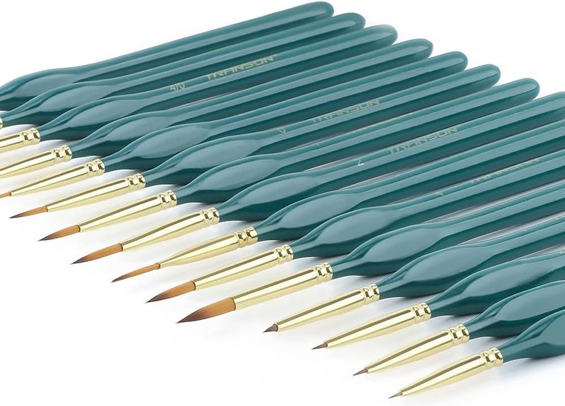 TRANSON 15-Piece Fine Detail Miniature Painting Brush Set for Acrylics, Watercolors, Crafts, Rocks & Face Painting - Image 5