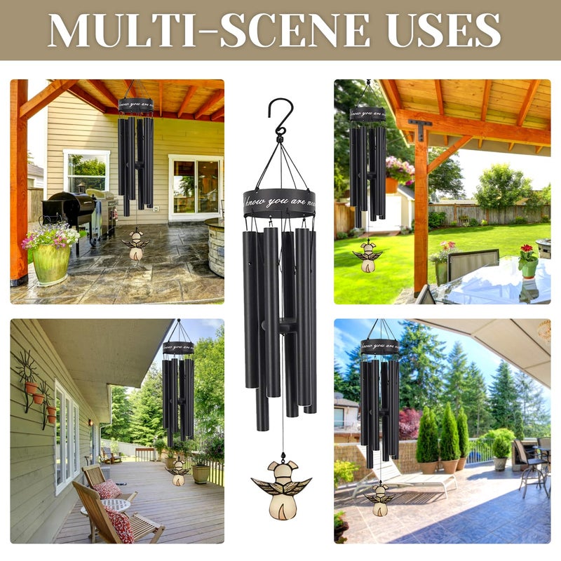 ASTARIN Pet Memorial Wind Chime, 30 Inches Paw Print Pet Remembrance Gift to Honor and Remember a Dog, Cat, or Other Pet, Premium Metal Wind Chime, Black - Image 5