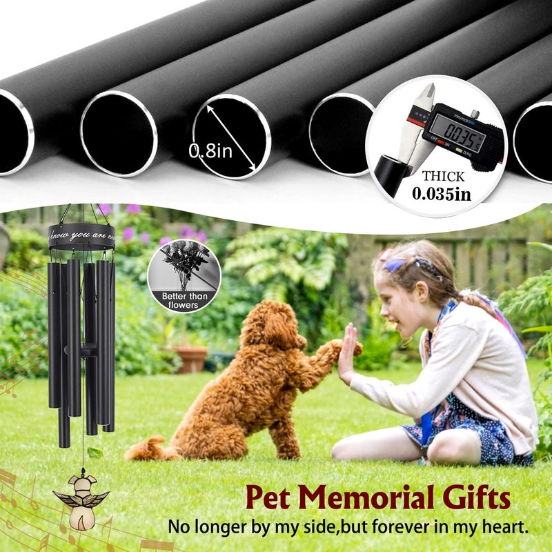 ASTARIN Pet Memorial Wind Chime, 30 Inches Paw Print Pet Remembrance Gift to Honor and Remember a Dog, Cat, or Other Pet, Premium Metal Wind Chime, Black - Image 4