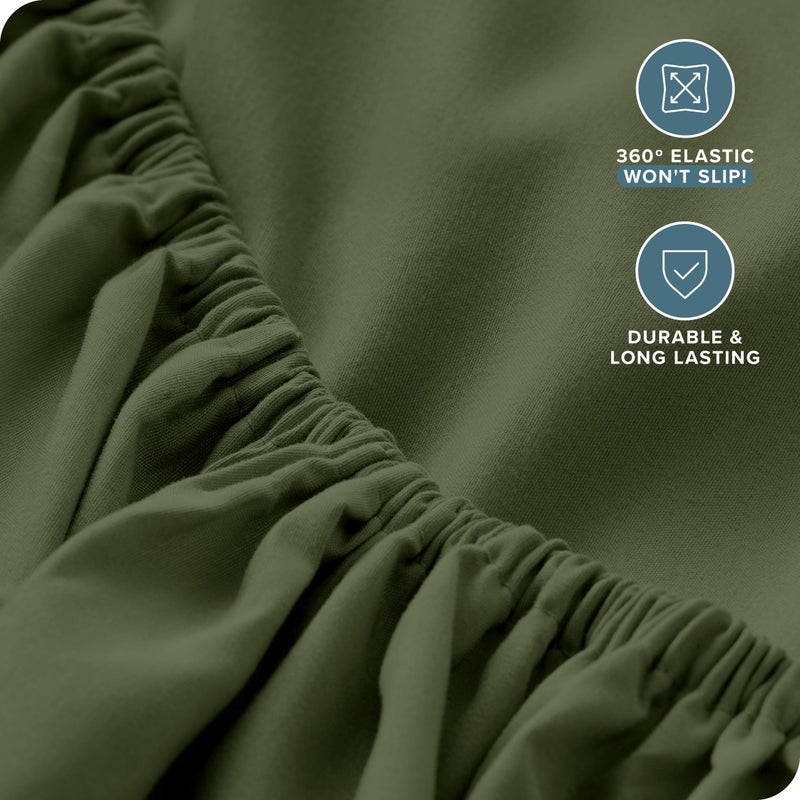 Bare Home Bare Home Twin Extra Long Fitted Sheet - Extra Deep Pocket Fitted Sheet - Premium 1800 Microfiber - Ultra-Soft Wrinkle Free - Deep Pocket Fitted Bottom Sheets (Twin XL 11"" to 24"" Pocket  Cypress)  - Image 4