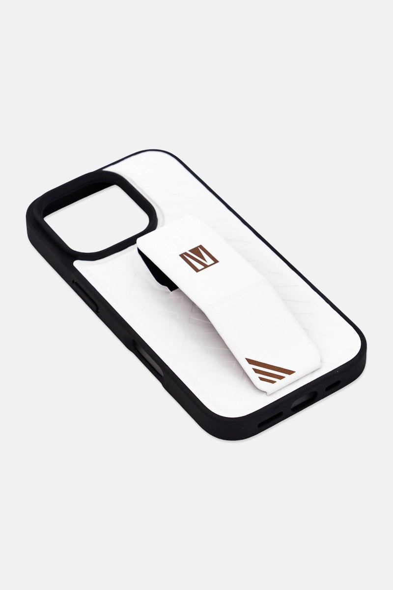 LEVELO iPhone 16 Pro Morphix Cuero Case With Grip Stand, White - Image 3