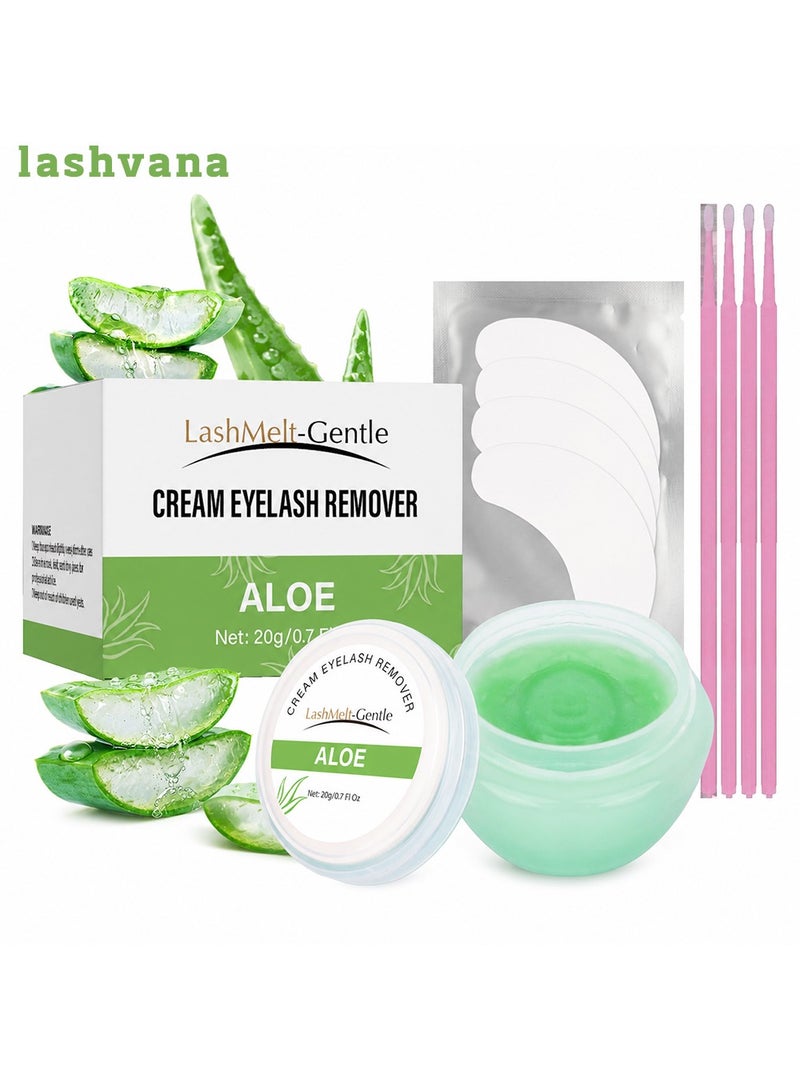 lashvana Cream Eyelash Remover Kit, Aloe Lash Glue Remover Cream With Micro Applicator Swabs And Under Eye Pads, Gentle Fast-Acting Remover For Individual And Cluster Lashes.(20g) - Image 1