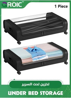 GROIC Under Bed Storage with Wheels, Under Bed Shoe Storage Larger Capacity with PVC Clear Window, Under the bed storage Organizer Bins, Rolling Under Bed Metal Drawer for Clothes,Shoes,Toys  - Image 1