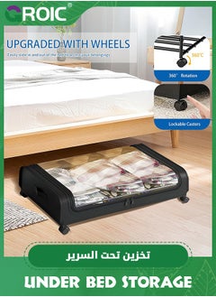 GROIC Under Bed Storage with Wheels, Under Bed Shoe Storage Larger Capacity with PVC Clear Window, Under the bed storage Organizer Bins, Rolling Under Bed Metal Drawer for Clothes,Shoes,Toys  - Image 2