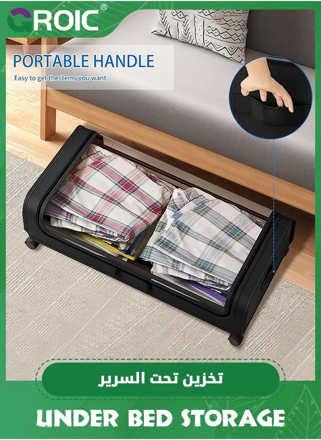 GROIC Under Bed Storage with Wheels, Under Bed Shoe Storage Larger Capacity with PVC Clear Window, Under the bed storage Organizer Bins, Rolling Under Bed Metal Drawer for Clothes,Shoes,Toys  - Image 4