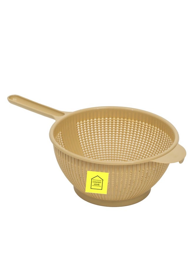 كونسيبت هوم Plastic Colander with Long Handle Beige for Kitchen Straining and Everyday Use - Image 1
