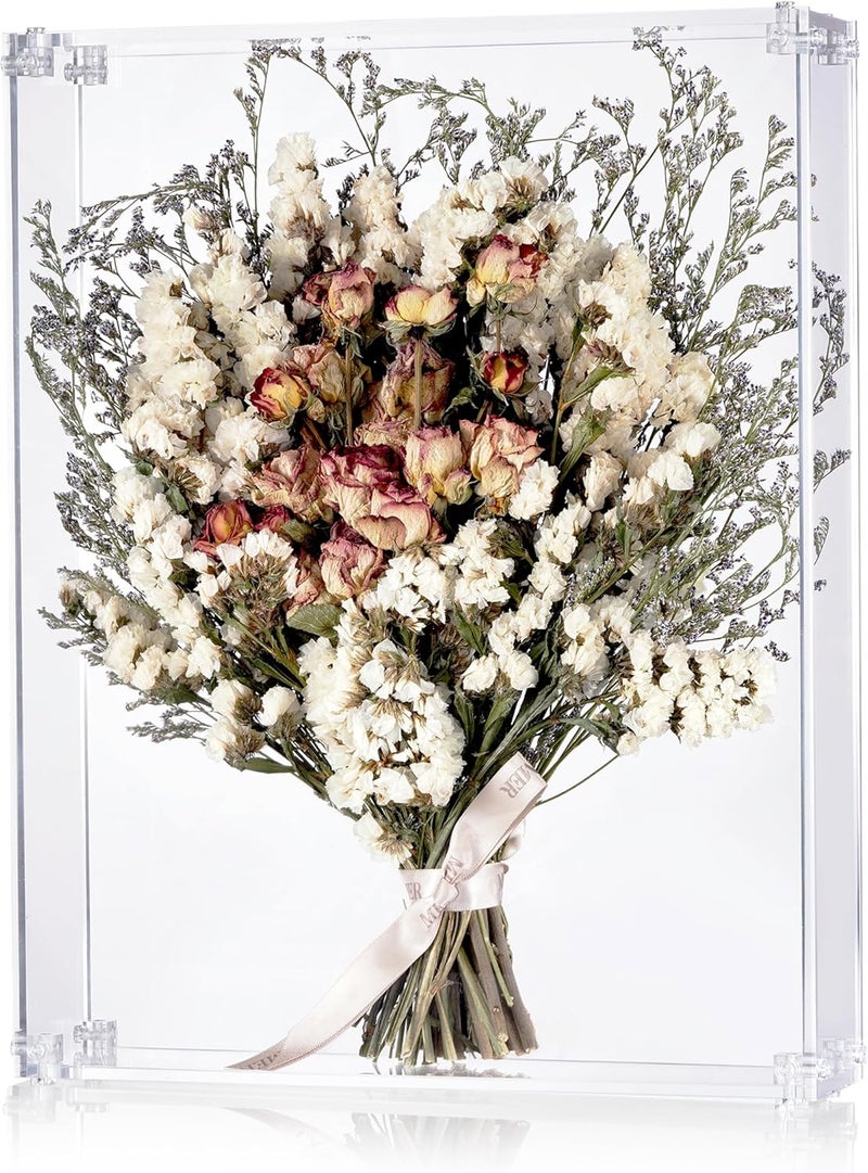 11x14 Acrylic Shadow Box, Assemble Display Case, DIY Tabletop/Wall Mount Display Frame, All Clear Memory Box for Dried Flowers/Kids Room/Birthday/Wedding(11x14x2.5”, Need to be Assemble) - Image 1