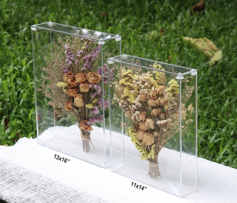11x14 Acrylic Shadow Box, Assemble Display Case, DIY Tabletop/Wall Mount Display Frame, All Clear Memory Box for Dried Flowers/Kids Room/Birthday/Wedding(11x14x2.5”, Need to be Assemble) - Image 3