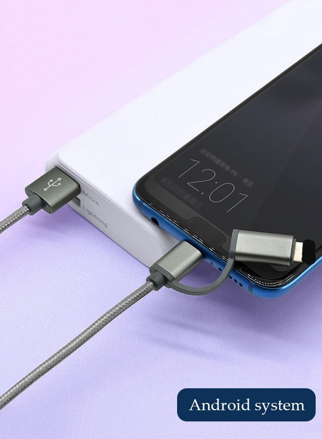 DUNISO 2 in 1 Charging Cable, nylon braided fast charging cable, resistant to bending and not easy to break, with cable management strap, 1M, suitable for Apple and Type C phones - Image 1