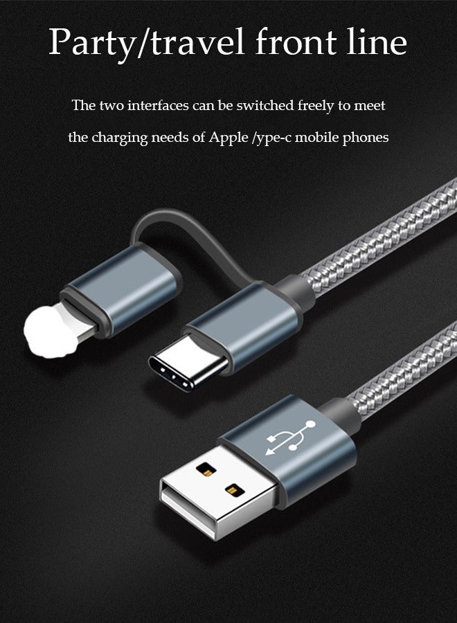 DUNISO 2 in 1 Charging Cable, nylon braided fast charging cable, resistant to bending and not easy to break, with cable management strap, 1M, suitable for Apple and Type C phones - Image 4