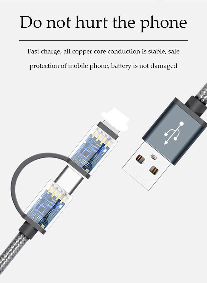 DUNISO 2 in 1 Charging Cable, nylon braided fast charging cable, resistant to bending and not easy to break, with cable management strap, 1M, suitable for Apple and Type C phones - Image 5