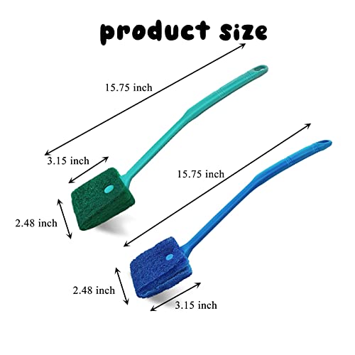 humyeam Aquarium Cleaning Brush - 2 PCS Fish Tank Cleaning Brush Double-Sided Sponge Brush Long Handle Fish Tank Scrubber for Aquariums and Home - Image 5