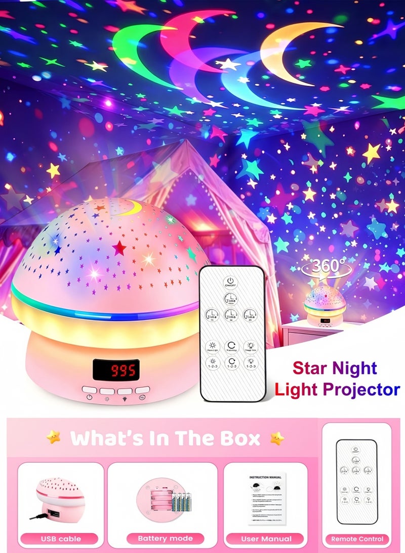 Star Projector Night Light for Kids Bedroom, Galaxy Lamp with Hard Projection Cover, Timer & Rotation, Christmas Birthday Gifts for 4-6 Year Old Girls, Dreamy Room Decor - Image 1
