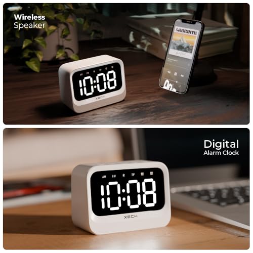 Xech Alarm Clock Students Heavy Sleepers | Mini Clock Speaker Dual Alarm | USB-C Powered | Ideal for Kids, Bedroom, Study Table | Birthday Gift for Women Girlfriend, Husband, Wife, Boyfriend (Eon) - Image 2