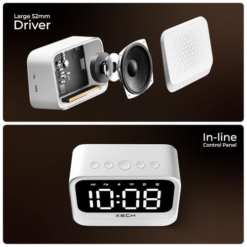 Xech Alarm Clock Students Heavy Sleepers | Mini Clock Speaker Dual Alarm | USB-C Powered | Ideal for Kids, Bedroom, Study Table | Birthday Gift for Women Girlfriend, Husband, Wife, Boyfriend (Eon) - Image 5