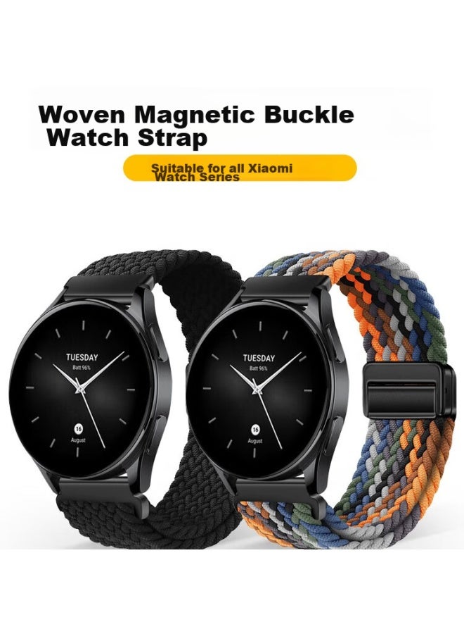 Canghua Compatible With Xiaomi Watch S4/s3/s1/s2 Straps, Xiaomi Watch S1 Pro/color 2/sports Edition Breathable Magnetic Nylon Woven Strap, Black And Brown - Image 2