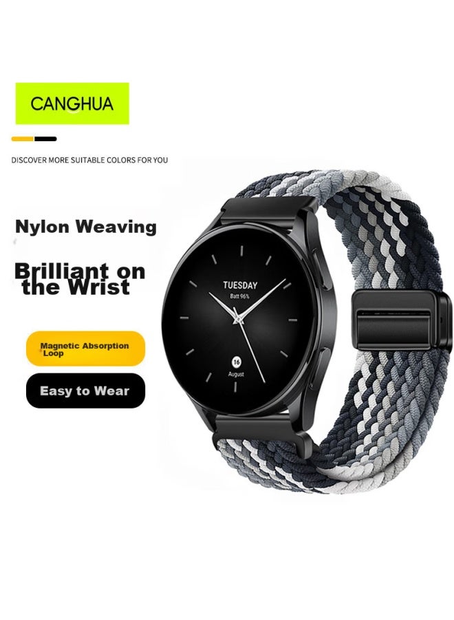 Canghua Compatible With Xiaomi Watch S4/s3/s1/s2 Straps, Xiaomi Watch S1 Pro/color 2/sports Edition Breathable Magnetic Nylon Woven Strap, Black And Brown - Image 1