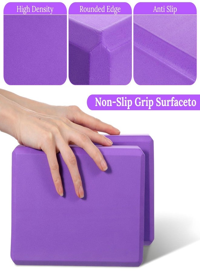 Caeuiciw 4 Pcs Yoga Blocks 9 x 6 x 3.15 Inch Eva Foam Lightweight Non Slip Yoga Props for Pilates Stretching and Meditation Exercise Blocks Lightweight Yoga Essentials - Image 3