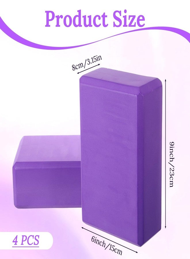 Caeuiciw 4 Pcs Yoga Blocks 9 x 6 x 3.15 Inch Eva Foam Lightweight Non Slip Yoga Props for Pilates Stretching and Meditation Exercise Blocks Lightweight Yoga Essentials - Image 2